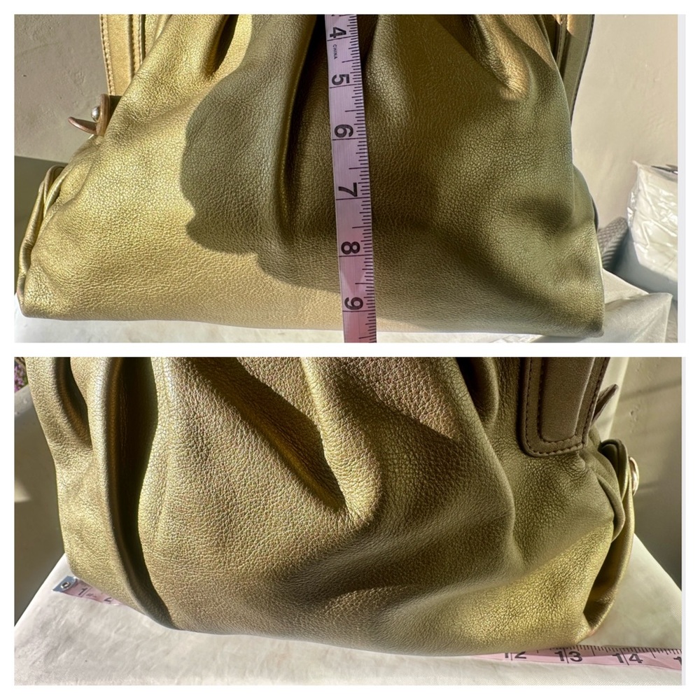 BALLY Lailan Metallic Gold Leather Satchel Made In Italy - Picture 12 of 13